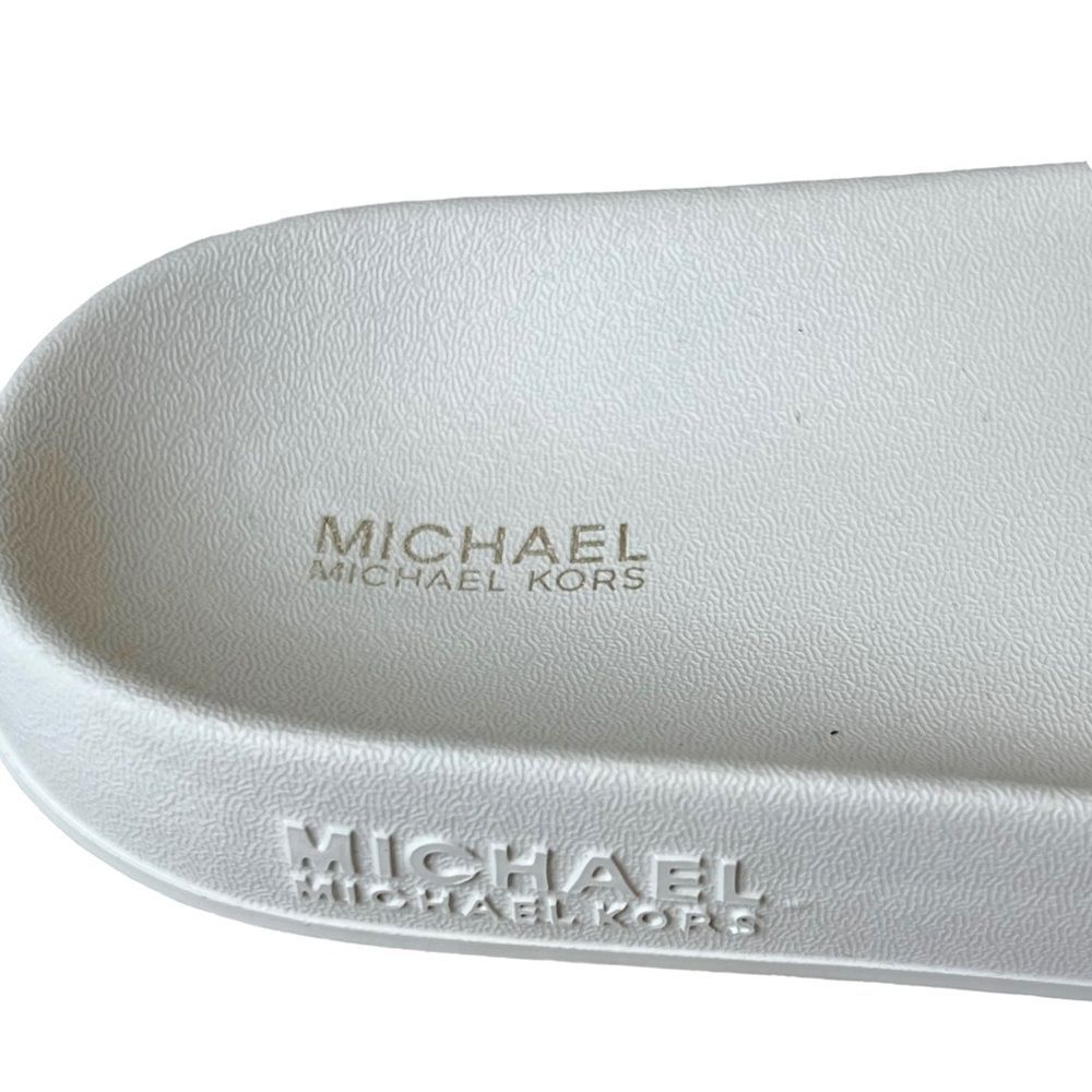 MICHAEL KORS Signature Vanilla Cream Floral Monogram Logo Slip On Slides - Picture 7 of 10